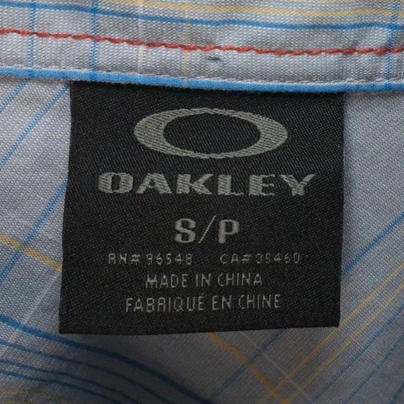 OAKLEY Long Sleeve Button Up Men's Shirt, Blue Plaid, Size Small - Picture 5 of 5